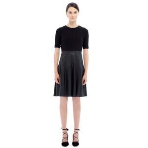 Rebecca Taylor Black Bouclé Faux Leather Fit & Flare Dress Size 12